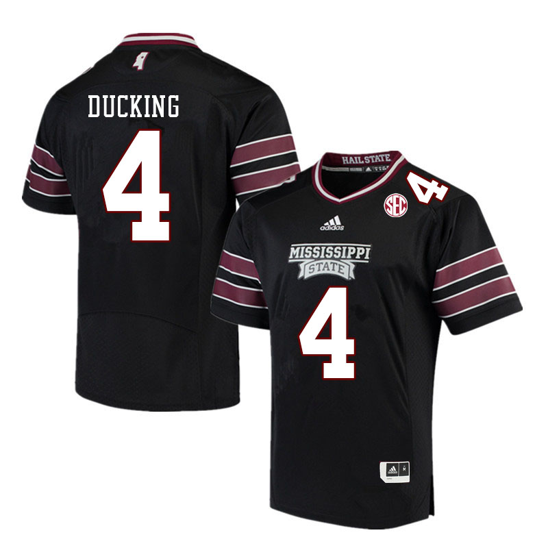 Men #4 Caleb Ducking Mississippi State Bulldogs College Football Jerseys Sale-Black - Click Image to Close